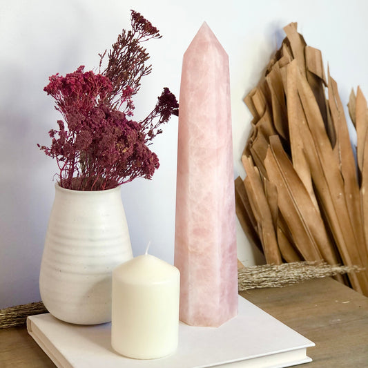 Rose quartz crystal polished generator tower XXL 2kg