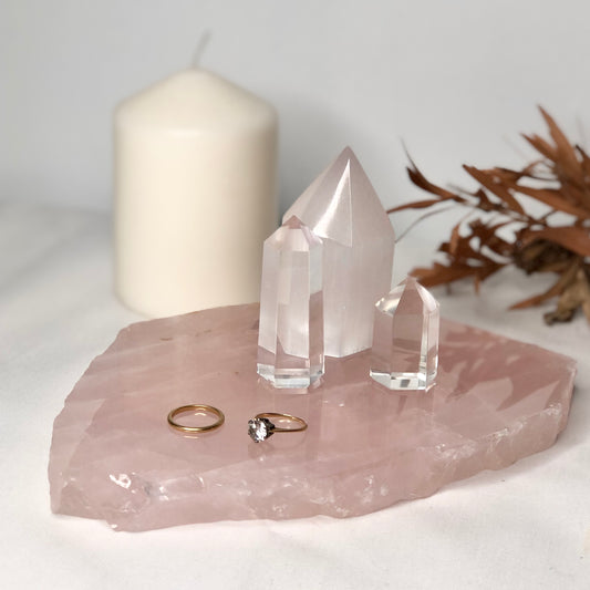 Rose quartz crystal A grade polished slab