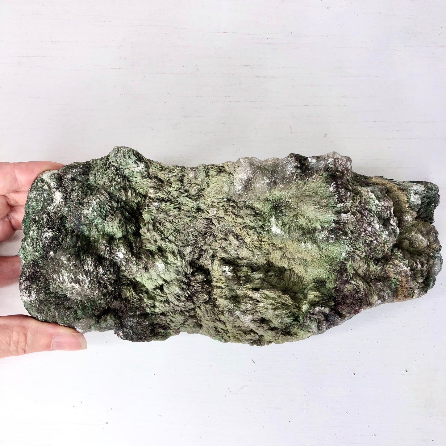 Green Heulandite, Black stilbite + Apophyllite druzy crystal cluster L