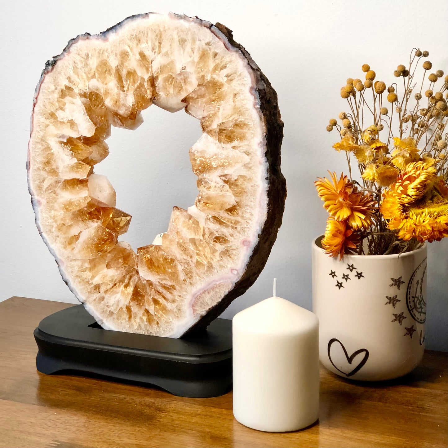 Citrine A grade geode crystal with black display stand 3.7kg XL
