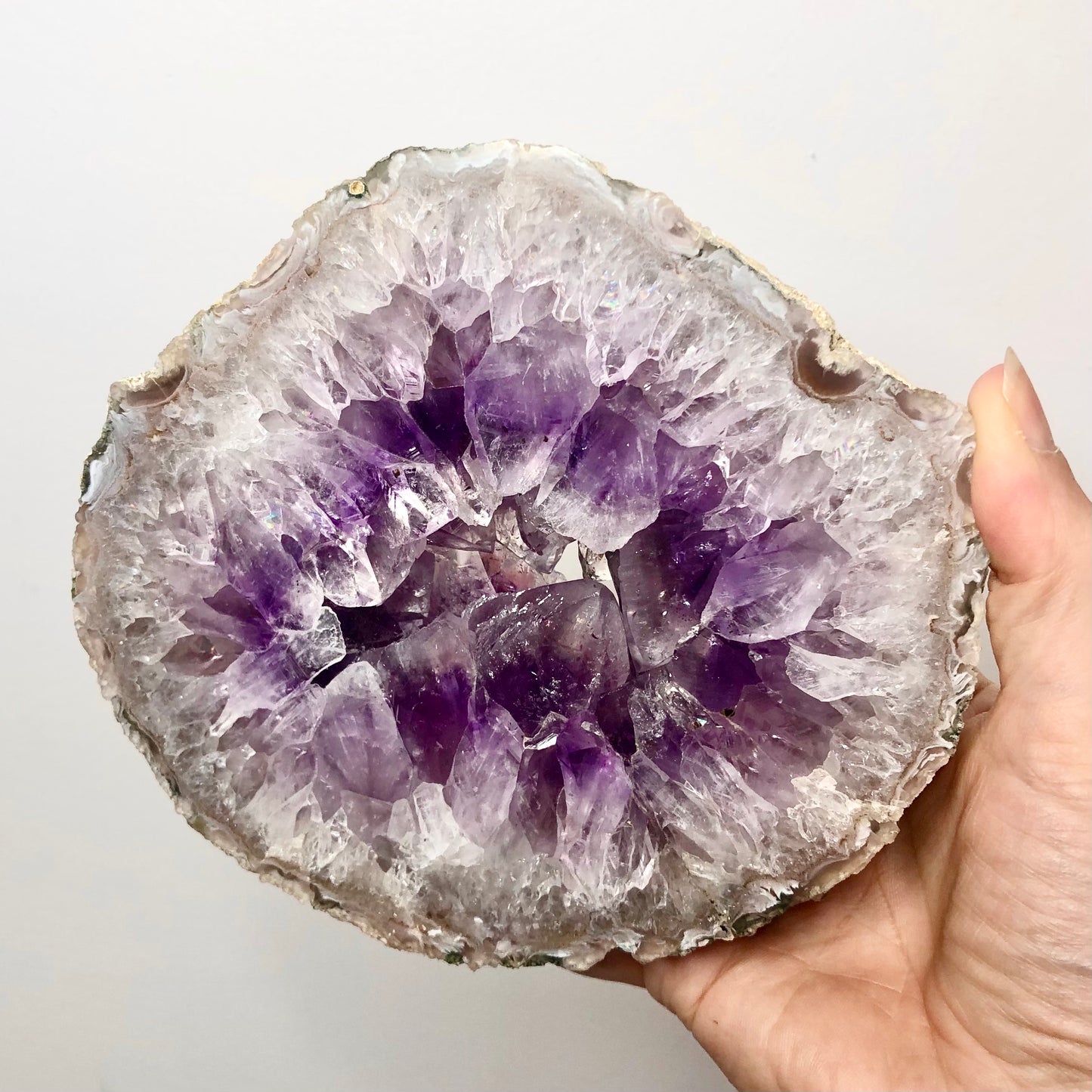 Amethyst crystal geode slice slab