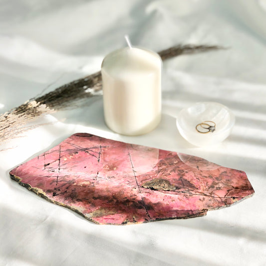 Rhodonite polished crystal slab A1