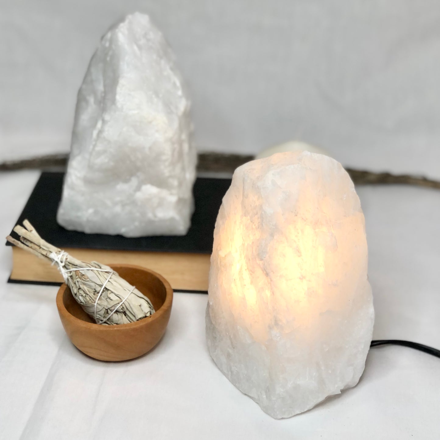 Clear quartz crystal lamp raw rock L