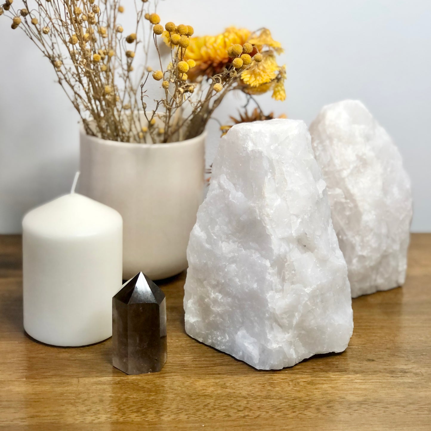 Clear quartz crystal lamp raw rock L