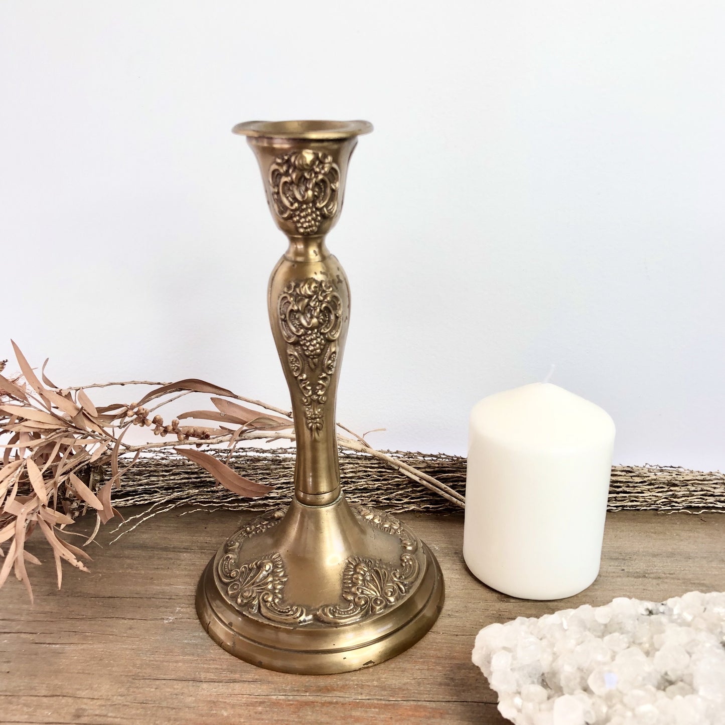 Antique brass candle holder