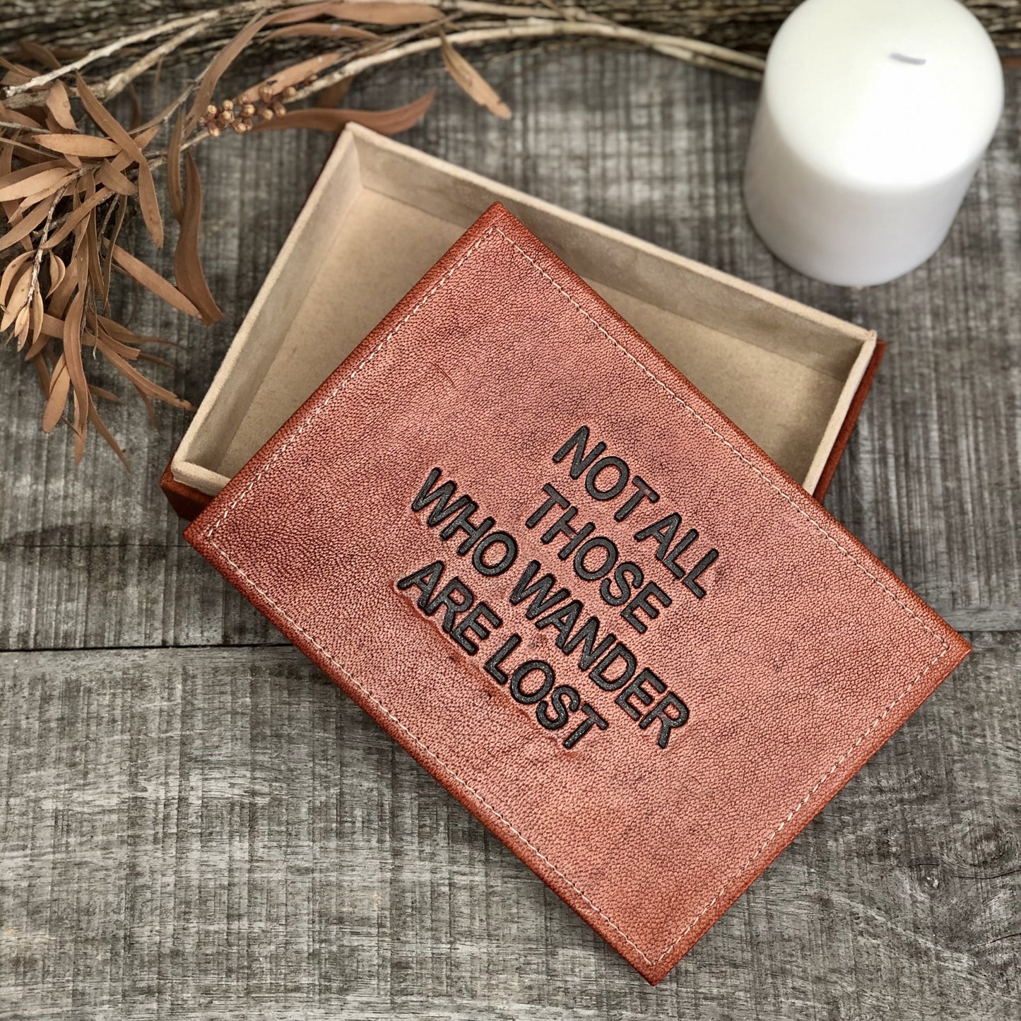 Leather Tolkien lost quote storage box