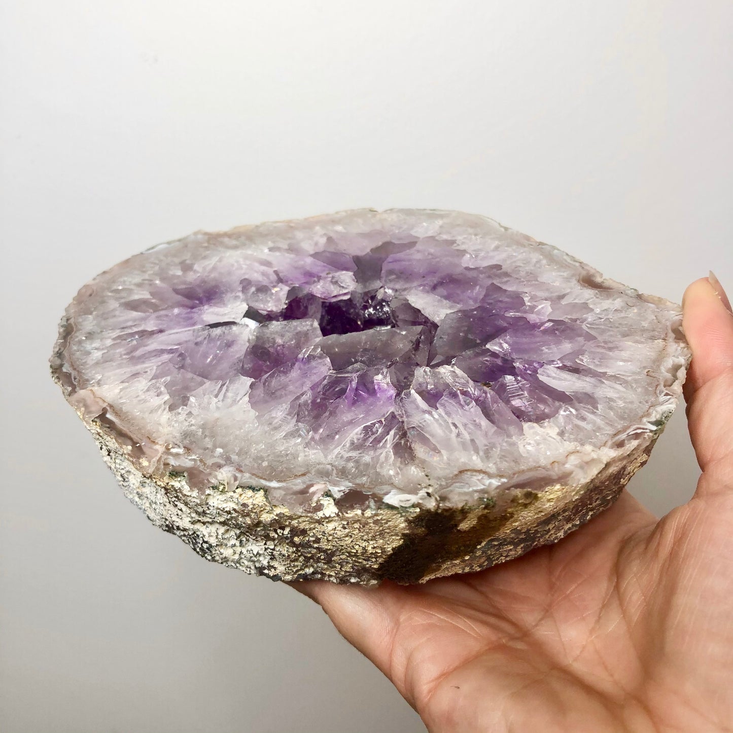 Amethyst crystal geode slice slab