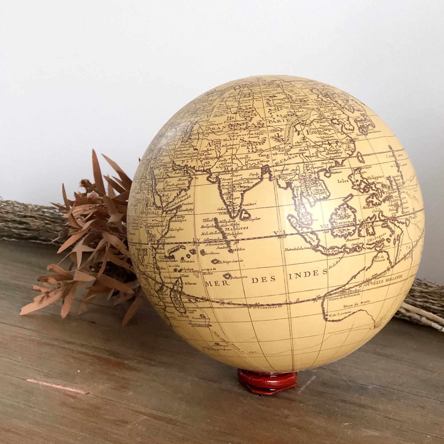 Antique world map globe sphere ivory