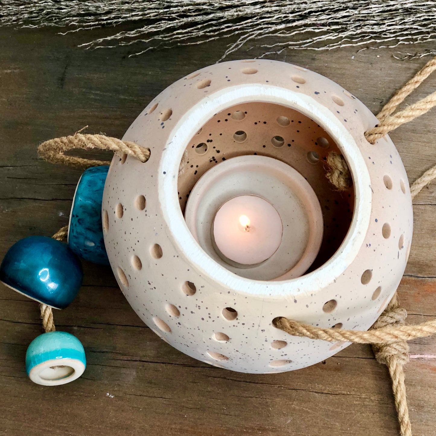 Sand and sea hanging candle holder pot