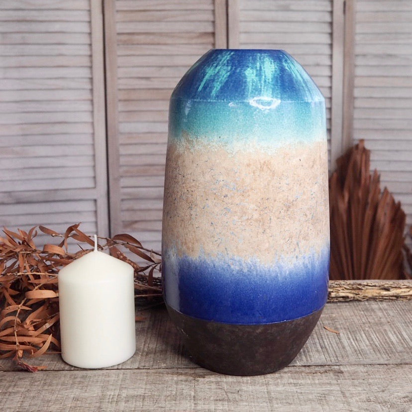 Sea water glazed clay vase