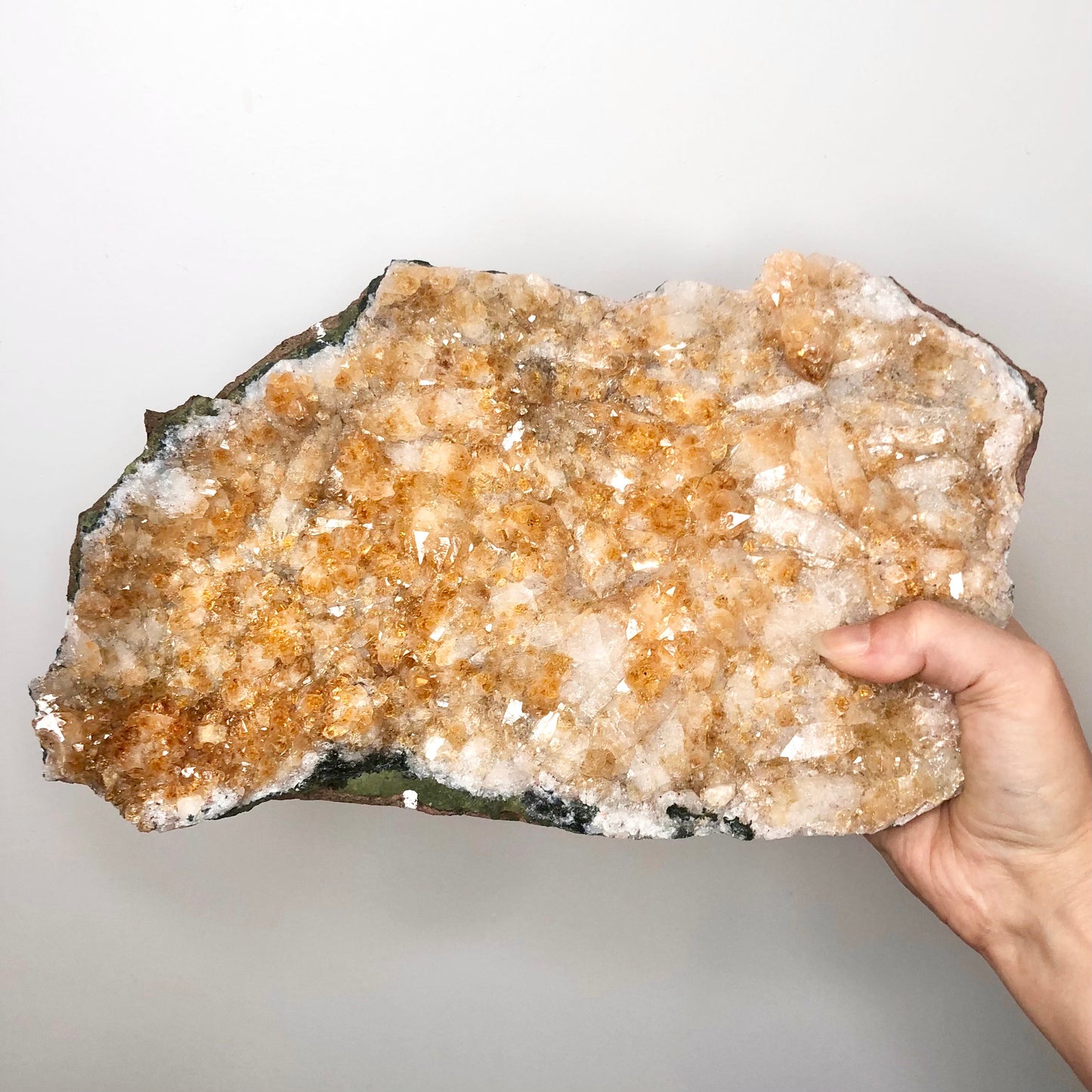 Citrine crystal cluster with black stand XL