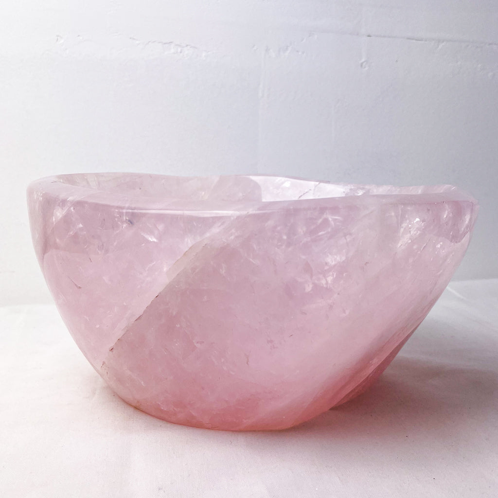 Rose quartz crystal A grade polished extra large bowl 6kg