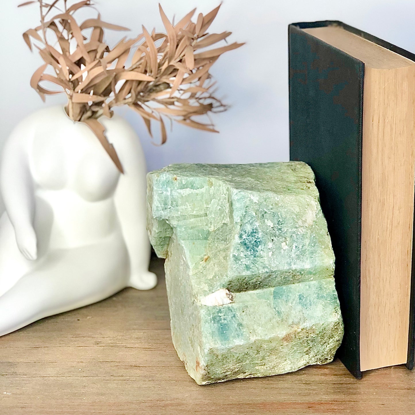 Aquamarine rough crystal stone bookend 1.98kg